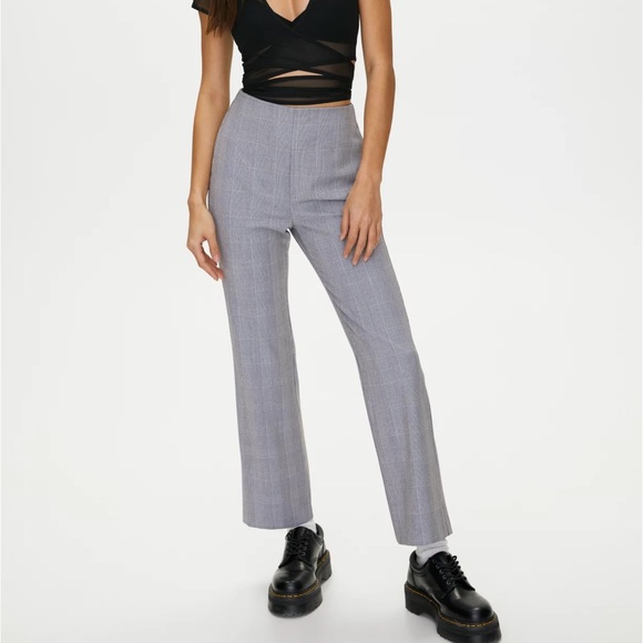 Aritzia Sunday Best Pants in Grey Plaid - Picture 1 of 6